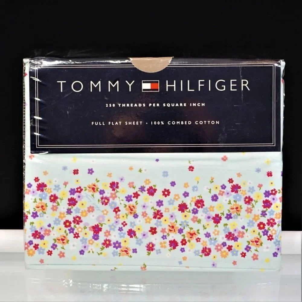 Vintage Tommy Hilfiger Full Flat Sheet Huckleberry Corner Floral Cottagecore NOS